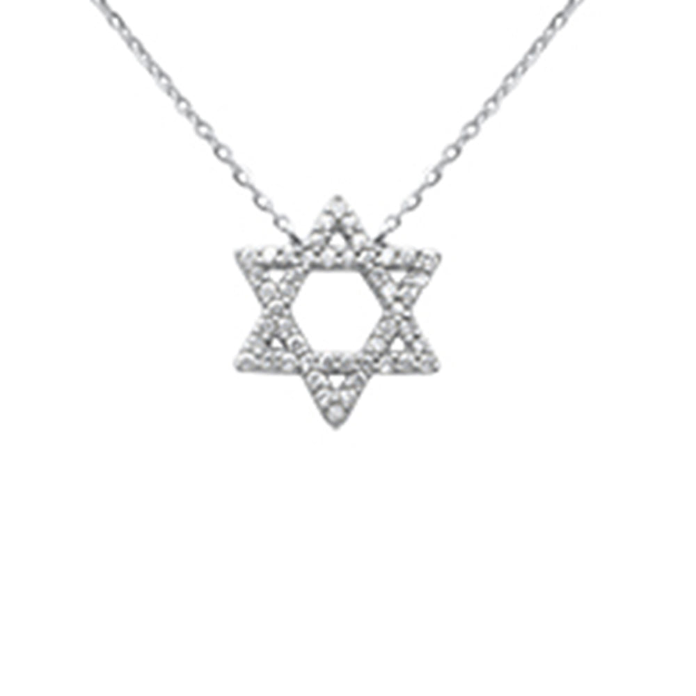 SPECIAL!.22ct G SI 14K White Gold Diamond Star of David Pendant Necklace 16+2" Ext