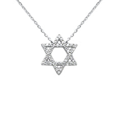 SPECIAL!.22ct G SI 14K White Gold Diamond Star of David Pendant Necklace 16+2" Ext