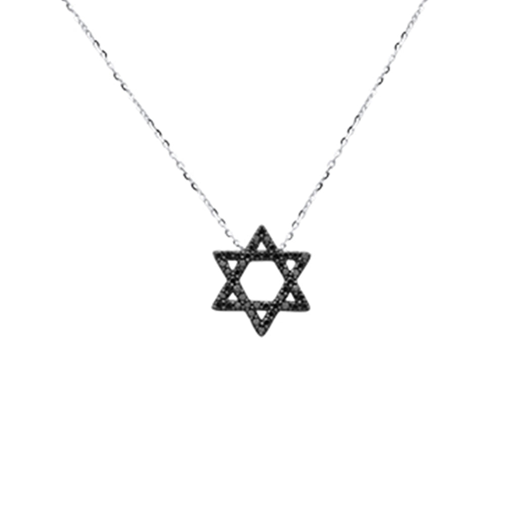 SPECIAL! .26ct G SI 14K White Gold Black Diamond Star of David Pendant Necklace 16+2" Ext