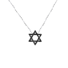 SPECIAL! .26ct G SI 14K White Gold Black Diamond Star of David Pendant Necklace 16+2" Ext