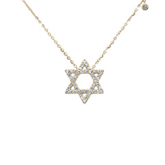 SPECIAL!.15ct G SI 14K Yellow Gold Diamond Star of David Pendant Necklace 16+2" Ext