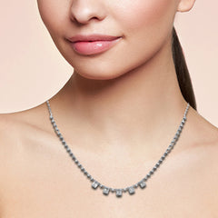 SPECIAL! 1.47ct G SI 14K White Gold Diamond Round & Baguette Pendant Necklace 16+2" Ext