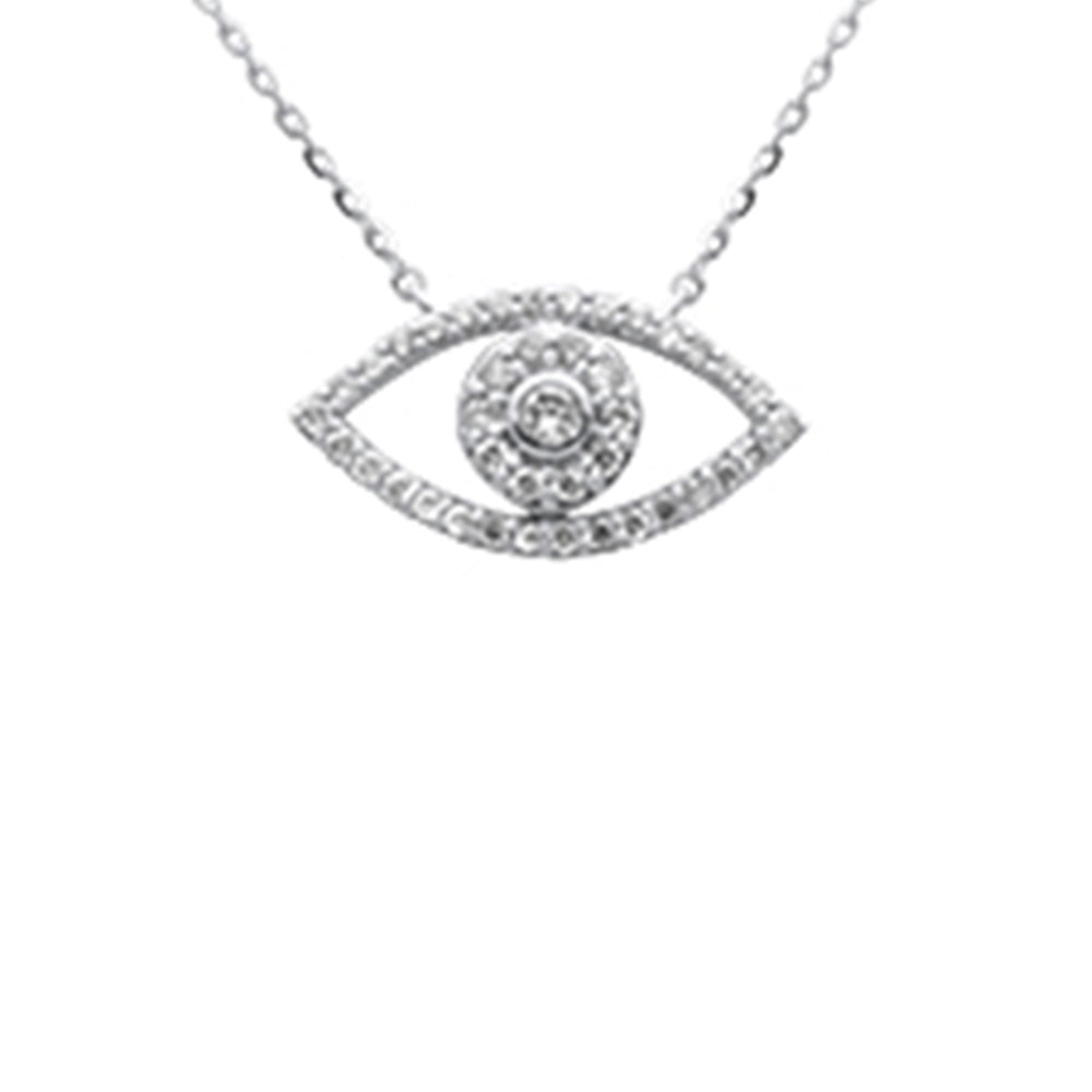 SPECIAL! .25ct G SI 14K White Gold Diamond Evil Eye Pendant Necklace 16+2" Ext