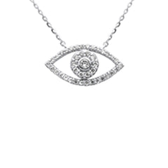 SPECIAL! .25ct G SI 14K White Gold Diamond Evil Eye Pendant Necklace 16+2" Ext