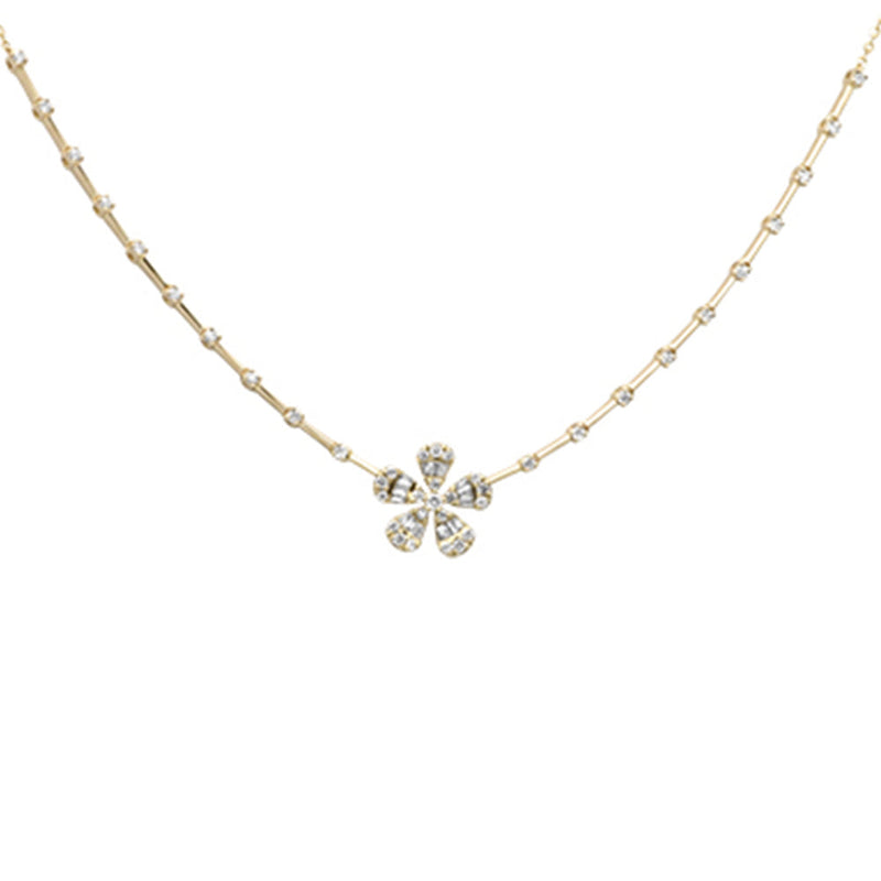 SPECIAL! .32ct G SI 14K Yellow Gold Diamond Flower Pendant Necklace 18" Long