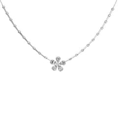 SPECIAL! .32ct G SI 14K White Gold Diamond Flower Pendant Necklace 18" Long