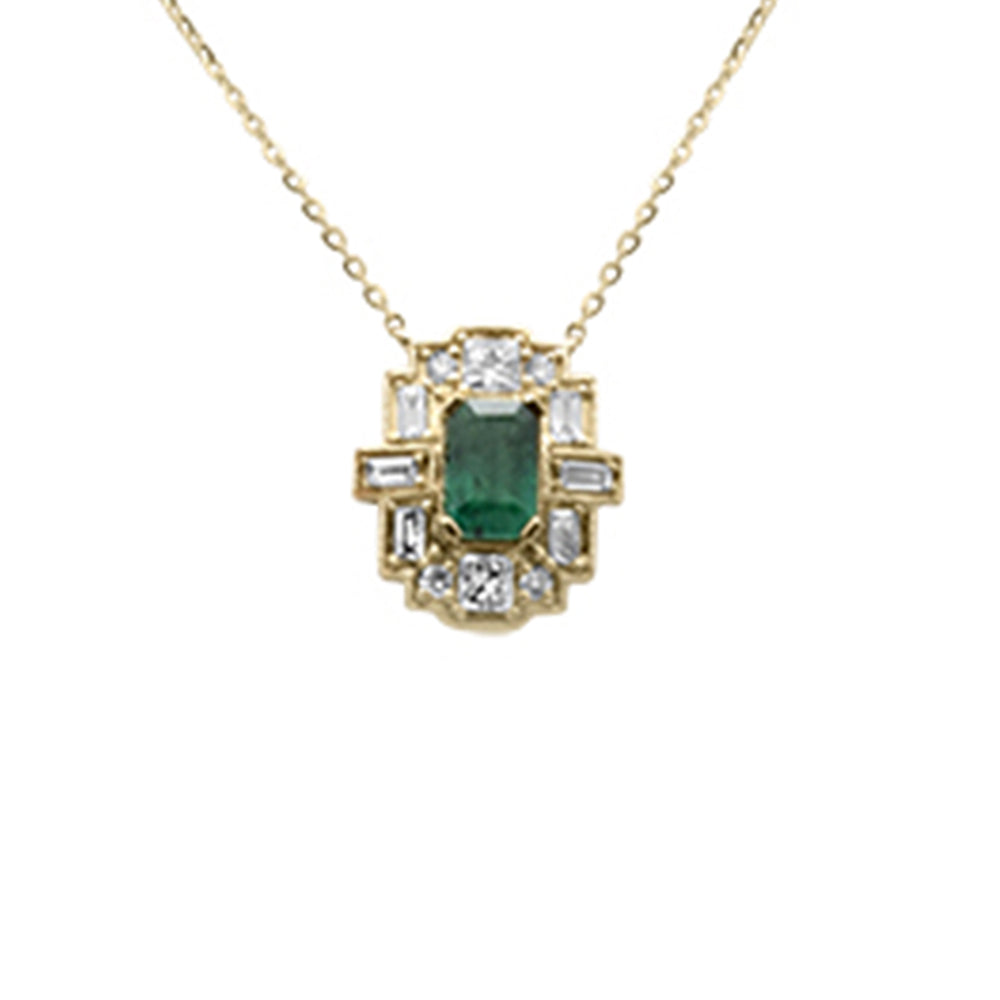 SPECIAL! .78ct G SI 14K Yellow Gold Diamond & Emerald Gemstone Pendant Necklace 16+2" Ext
