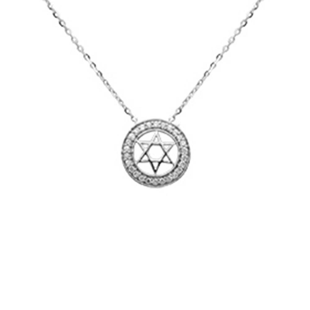 .10ct G SI 14K White Gold Diamond Star of David Pendant Necklace 16+2" Ext