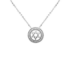.10ct G SI 14K White Gold Diamond Star of David Pendant Necklace 16+2" Ext