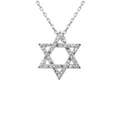 SPECIAL! .17ct G SI 14K White Gold Diamond Star of David Pendant 18" long Chain