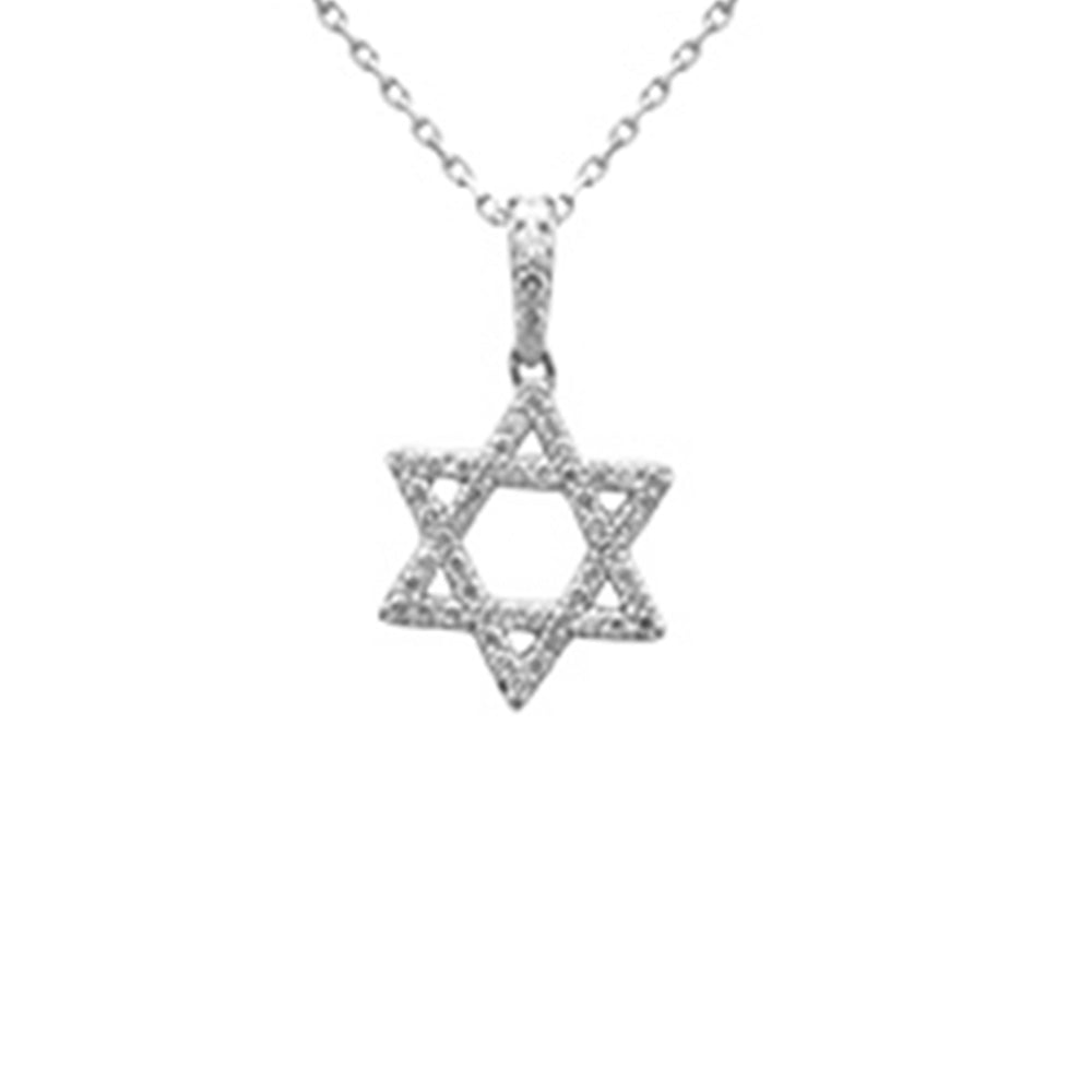 SPECIAL! .28ct G SI 14K White Gold Diamond Star of David Pendant 18" long Chain