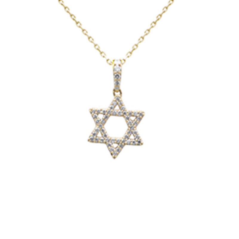 SPECIAL! .28ct G SI 14K Yellow Gold Diamond Star of David Pendant 18" long Chain