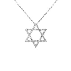 DIAMOND CLOSEOUT!  .23ct G SI 14K White Gold Diamond Star of David Pendant 18" long Chain