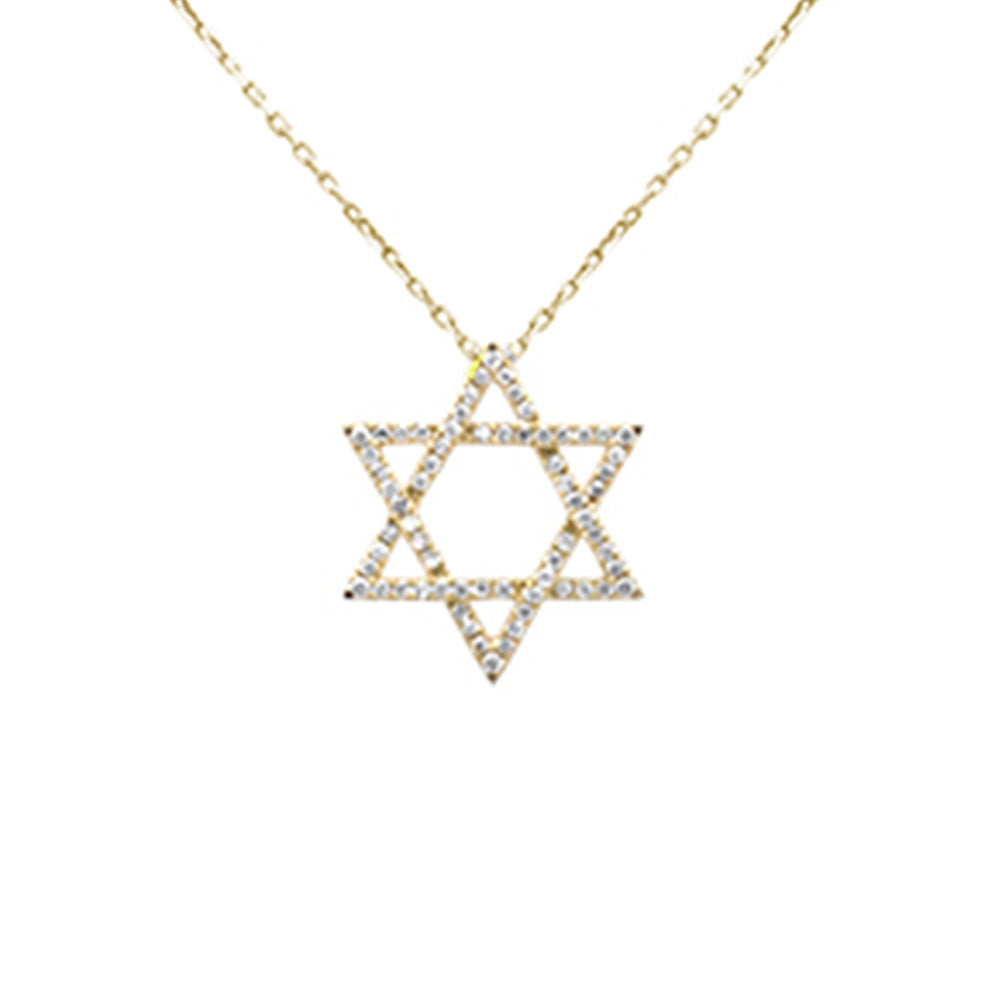 DIAMOND CLOSEOUT!   .23ct G SI 14K Yellow Gold Diamond Star of David Pendant 18" long Chain