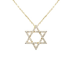 DIAMOND CLOSEOUT!   .23ct G SI 14K Yellow Gold Diamond Star of David Pendant 18" long Chain
