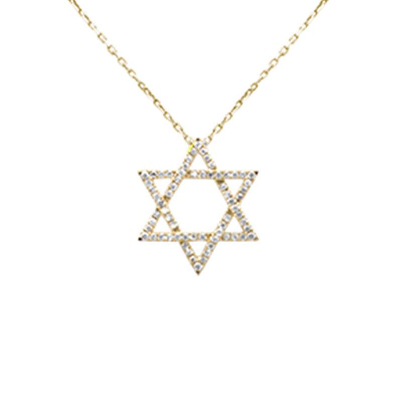 DIAMOND CLOSEOUT!   .23ct G SI 14K Yellow Gold Diamond Star of David Pendant 18" long Chain