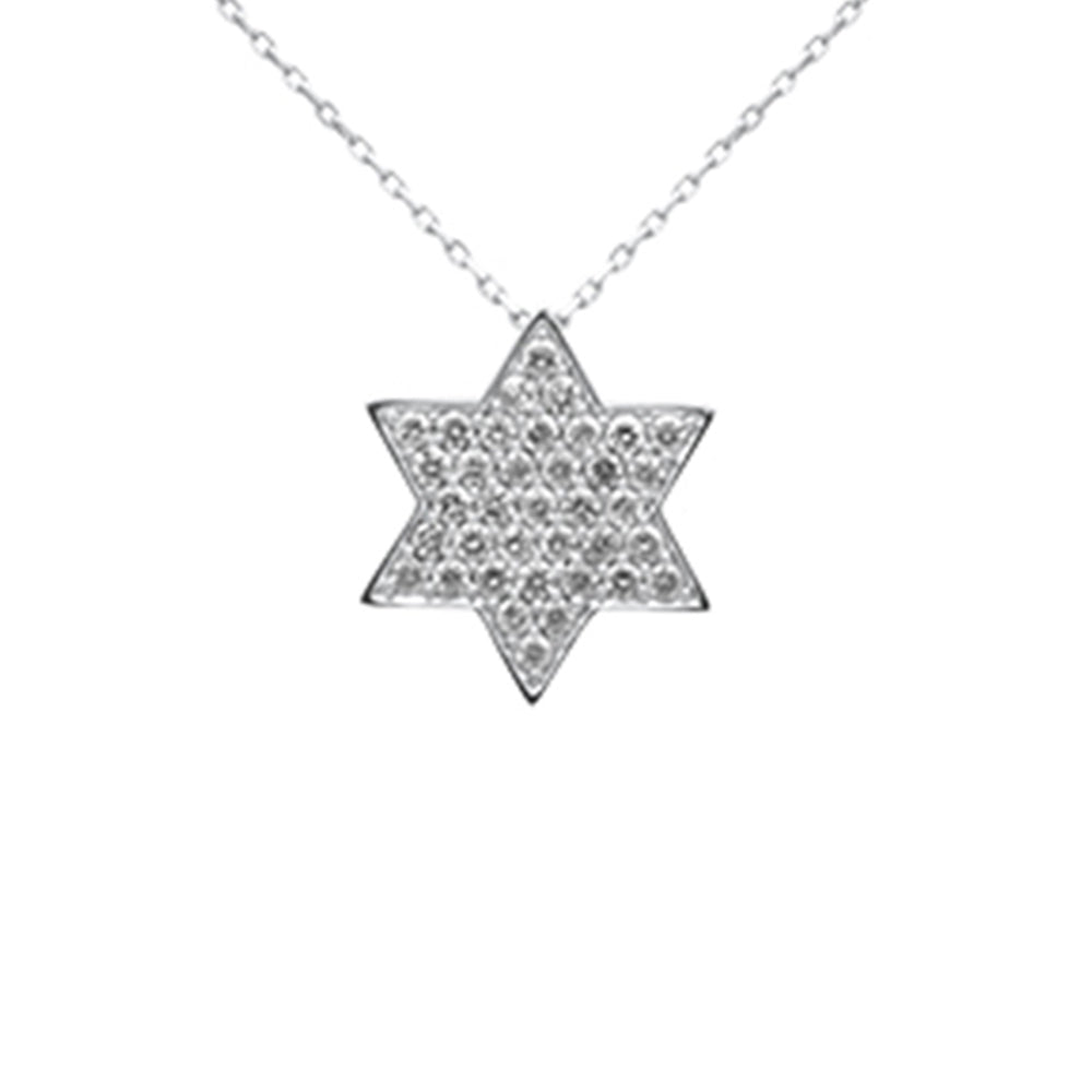 DIAMOND CLOSEOUT!  .58ct G SI 14K White Gold Diamond Star of David Pendant 18" long Chain