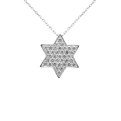 DIAMOND CLOSEOUT!  .58ct G SI 14K White Gold Diamond Star of David Pendant 18" long Chain