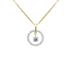 SPECIAL! .20ct G SI 14K Yellow Gold Diamond Dancing Pendant Necklace 18" long Chain