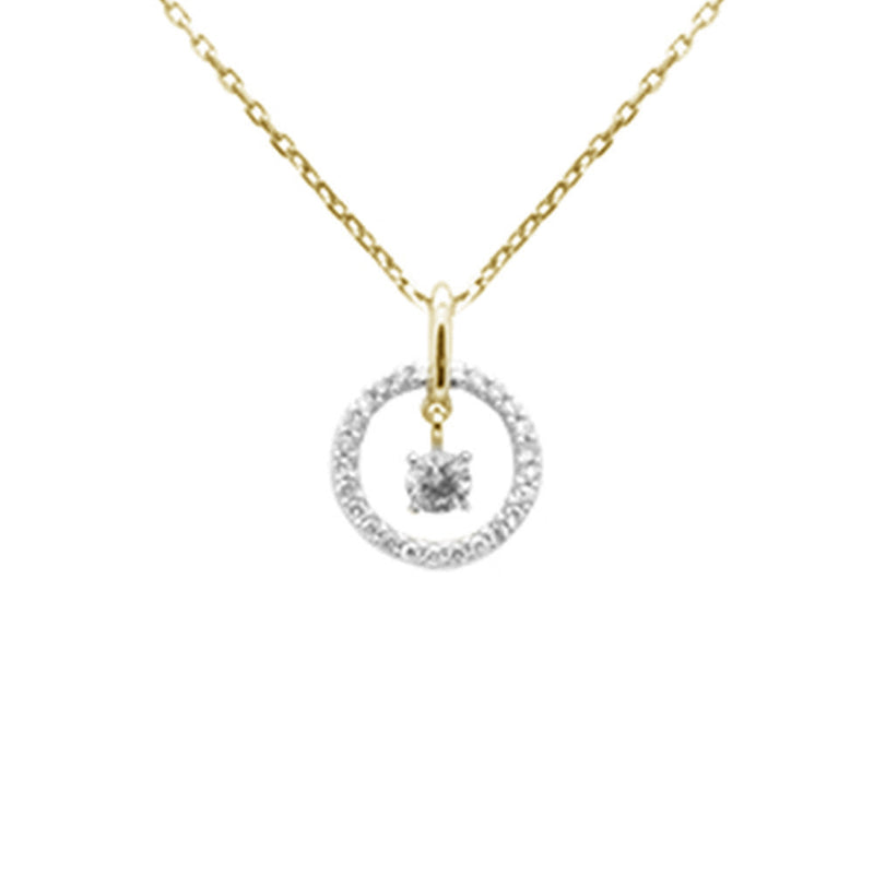 SPECIAL! .20ct G SI 14K Yellow Gold Diamond Dancing Pendant Necklace 18" long Chain