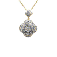 DIAMOND CLOSEOUT! .26ct G SI 14K Yellow Gold Diamond Clover Pendant Necklace 18" long Chain