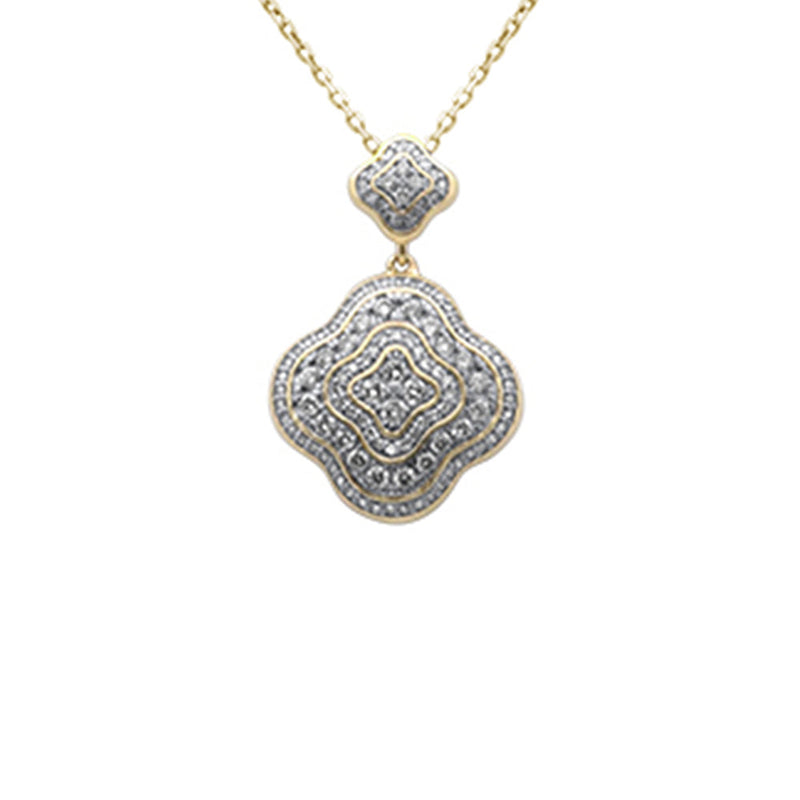 DIAMOND CLOSEOUT! .26ct G SI 14K Yellow Gold Diamond Clover Pendant Necklace 18" long Chain