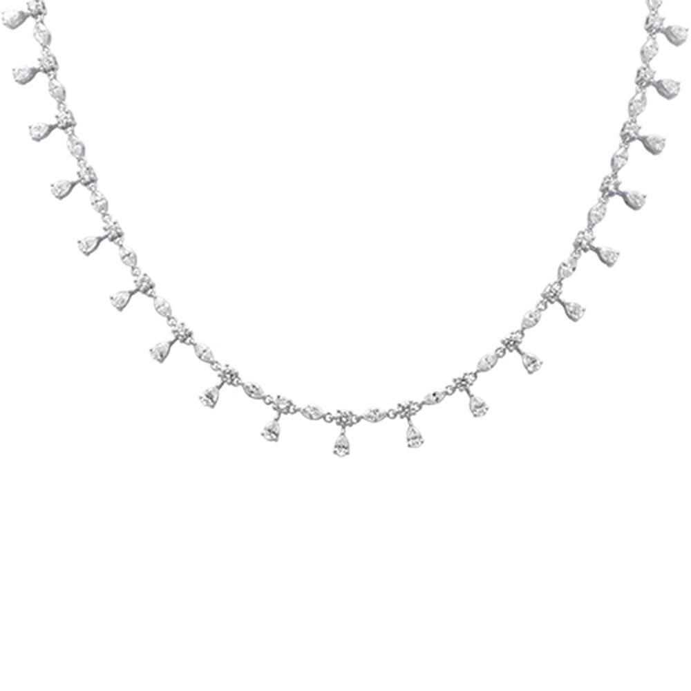 SPECIAL! 5.88ct G SI 14K White Gold Diamond Multi Shape Pendant Necklace 14+2" Ext Long