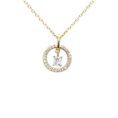 .20ct G SI 14K Yellow Gold Diamond Dancing Pendant Necklace 18" long Chain