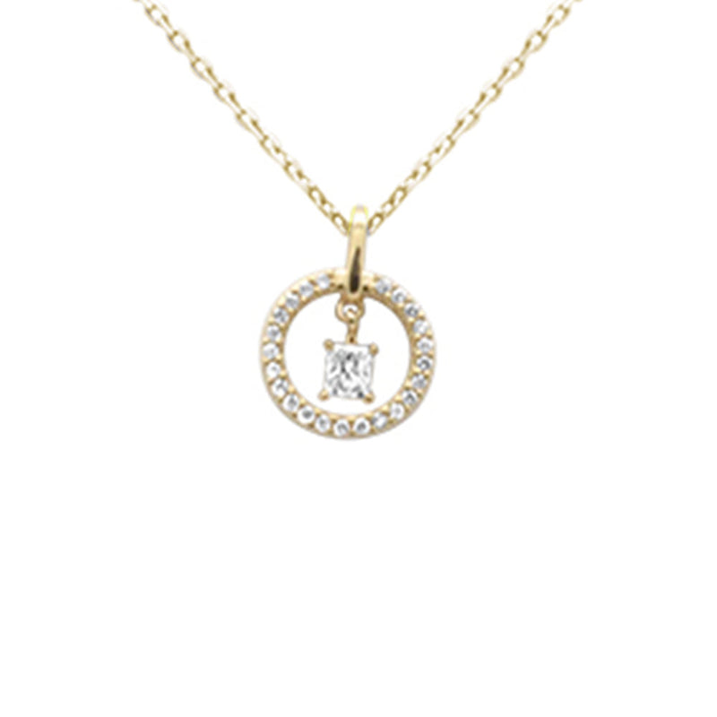 .20ct G SI 14K Yellow Gold Diamond Dancing Pendant Necklace 18" long Chain