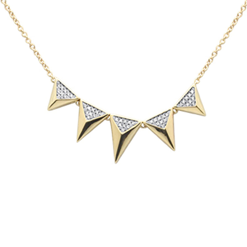 SPECIAL! .16ct G SI 14K Yellow Gold Diamond Multiple Triangle Shapes Pendant Necklace 14+2" Ext Long