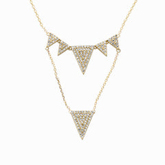 SPECIAL! .22ct G SI 14K Yellow Gold Diamond Multiple Triangle Shapes Pendant Necklace 18" long Chain