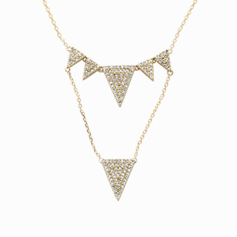 SPECIAL! .22ct G SI 14K Yellow Gold Diamond Multiple Triangle Shapes Pendant Necklace 18" long Chain