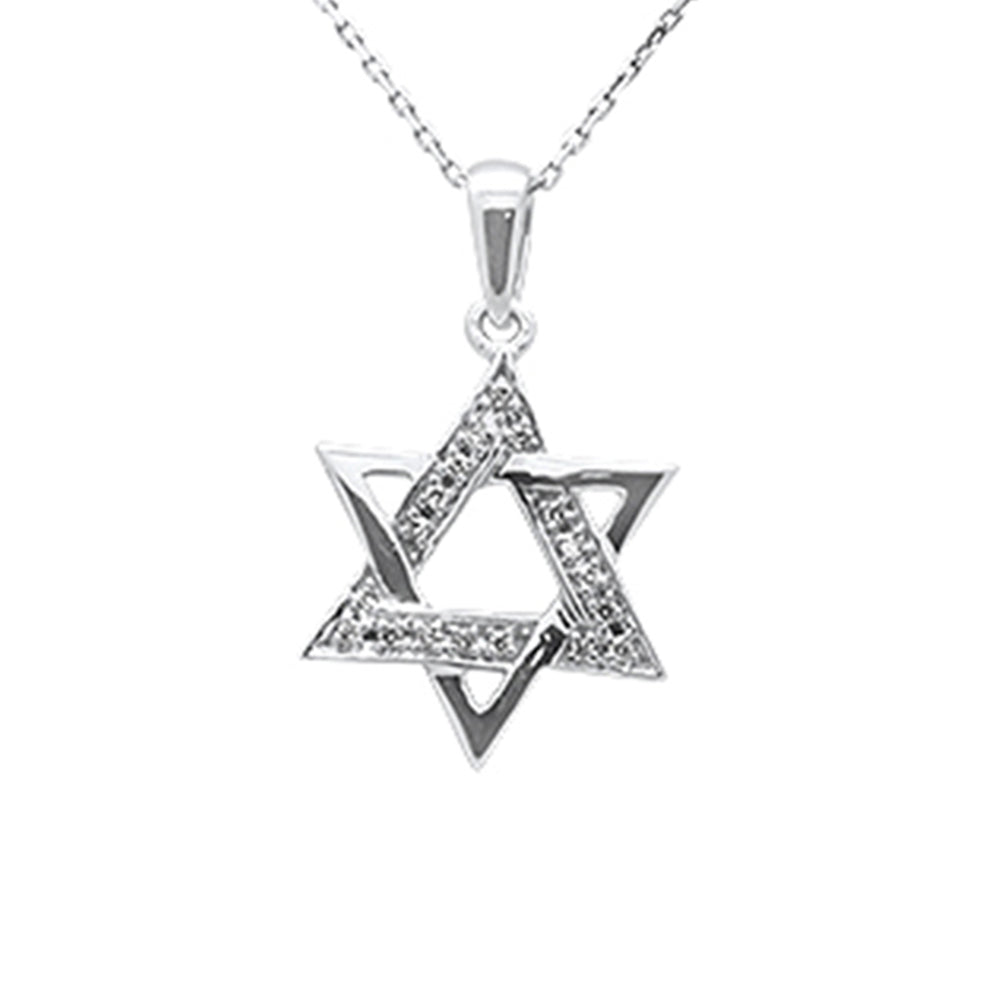 SPECIAL! .11ct G SI 14K White Gold Diamond Star of David Pendant Necklace 18" Long