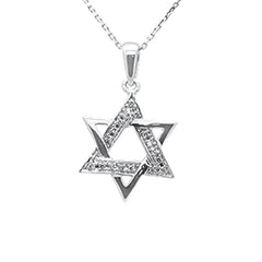 SPECIAL! .11ct G SI 14K White Gold Diamond Star of David Pendant Necklace 18" Long