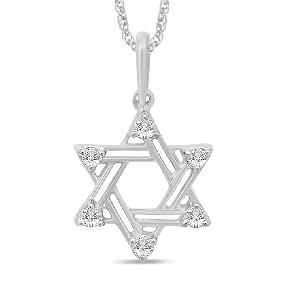 SPECIAL! .18ct G SI 14K White Gold Diamond Star of David Pendant Necklace 18" Long
