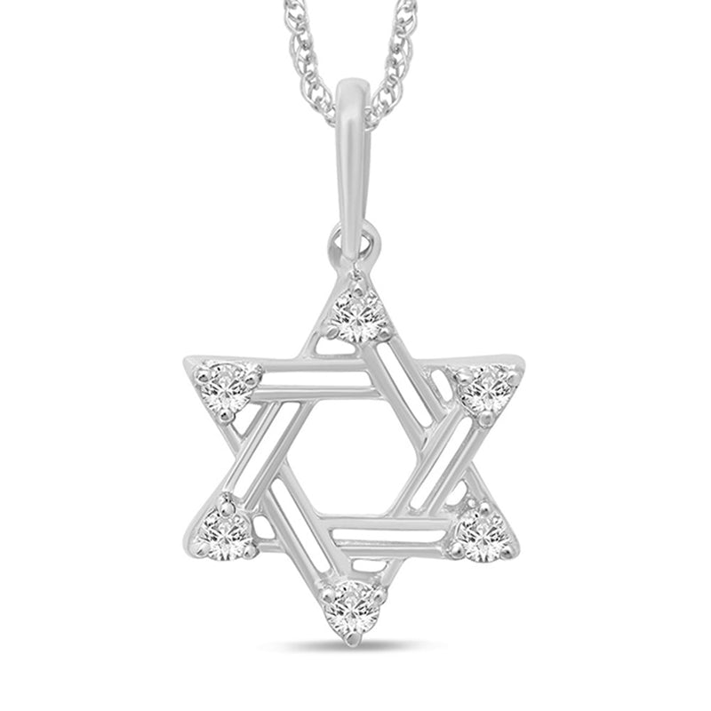 SPECIAL! .18ct G SI 14K White Gold Diamond Star of David Pendant Necklace 18" Long
