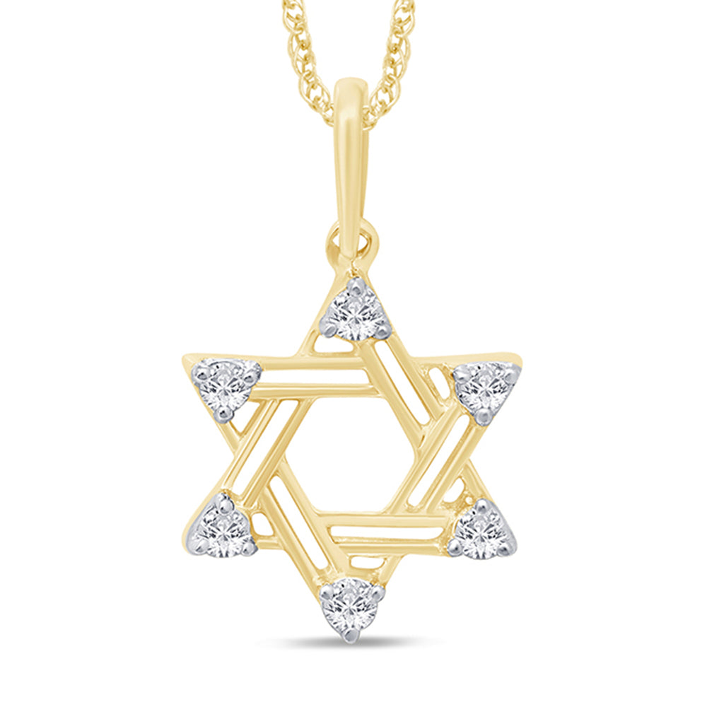 SPECIAL! .18ct G SI 14K Yellow Gold Diamond Star of David Pendant Necklace 18" Long