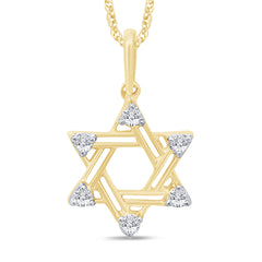 SPECIAL! .18ct G SI 14K Yellow Gold Diamond Star of David Pendant Necklace 18" Long
