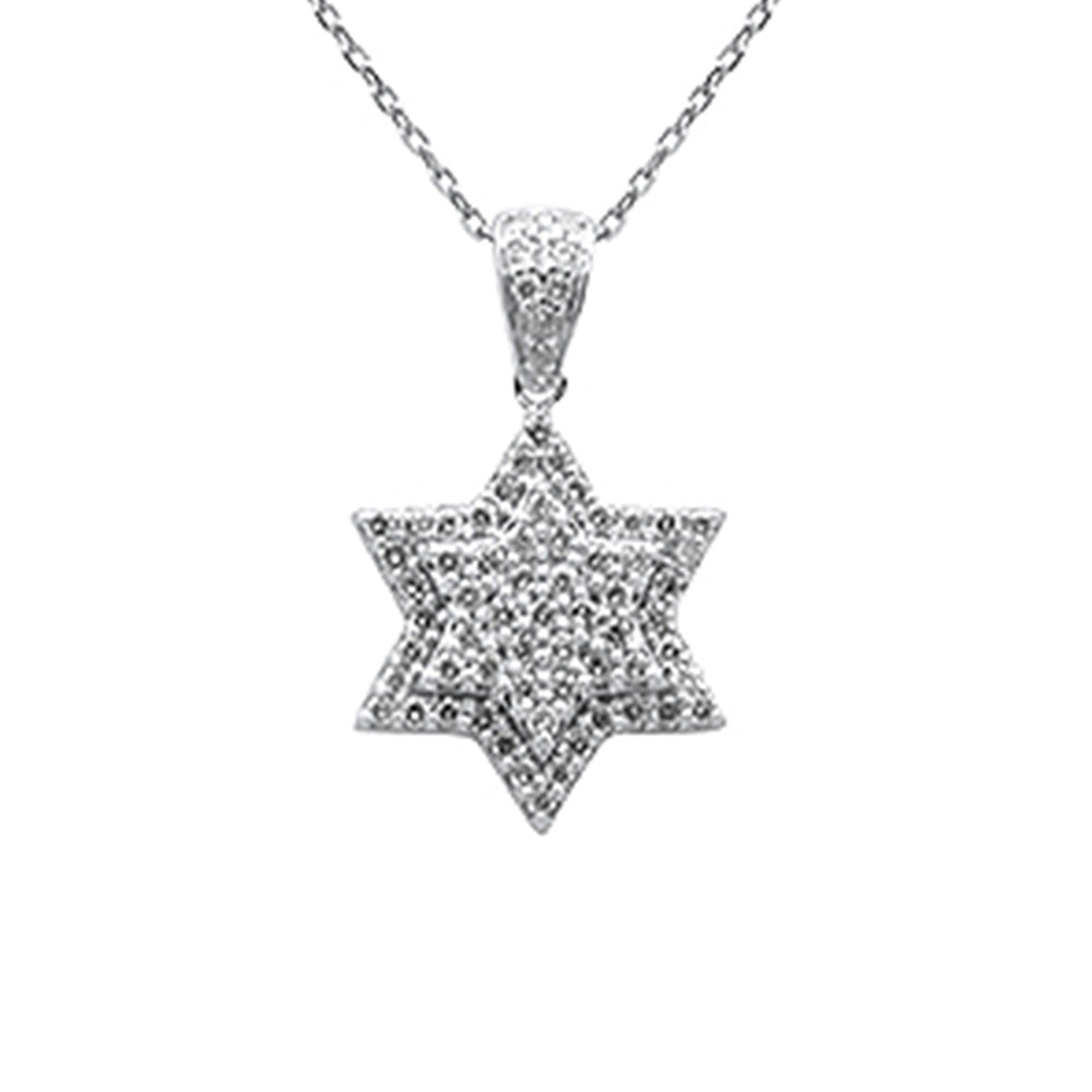 SPECIAL! .57ct G SI 14K White Gold Diamond Star of David Pendant Necklace 18" Long