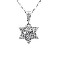 SPECIAL! .57ct G SI 14K White Gold Diamond Star of David Pendant Necklace 18" Long