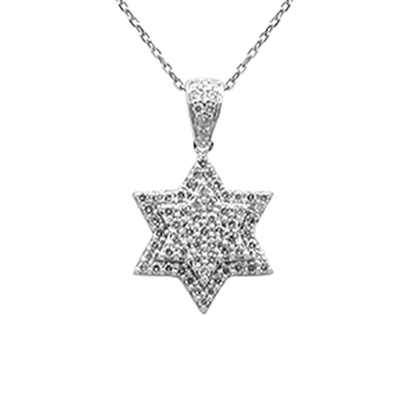 SPECIAL! .57ct G SI 14K White Gold Diamond Star of David Pendant Necklace 18" Long