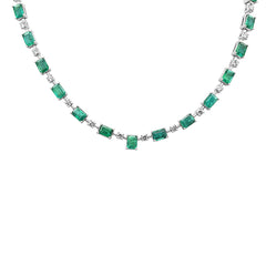 SPECIAL! 27.75ct G SI 14K White Gold Diamond & Natural Emerald Gemstones Pendant Necklace 16+2" Ext. Long