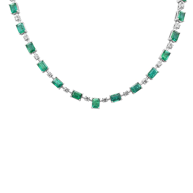SPECIAL! 27.75ct G SI 14K White Gold Diamond & Natural Emerald Gemstones Pendant Necklace 16+2" Ext. Long