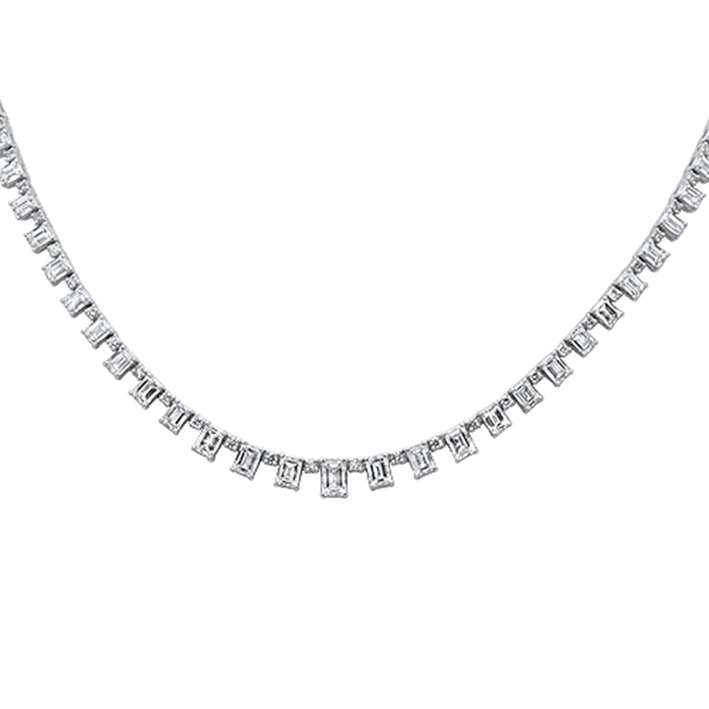 SPECIAL! 9.52ct G SI 14K White Gold Diamond & Emerald Pendant Necklace 16" Long