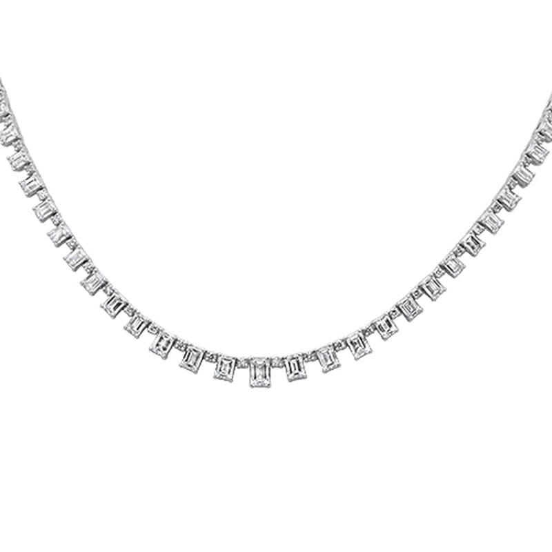 SPECIAL! 9.52ct G SI 14K White Gold Diamond & Emerald Pendant Necklace 16" Long