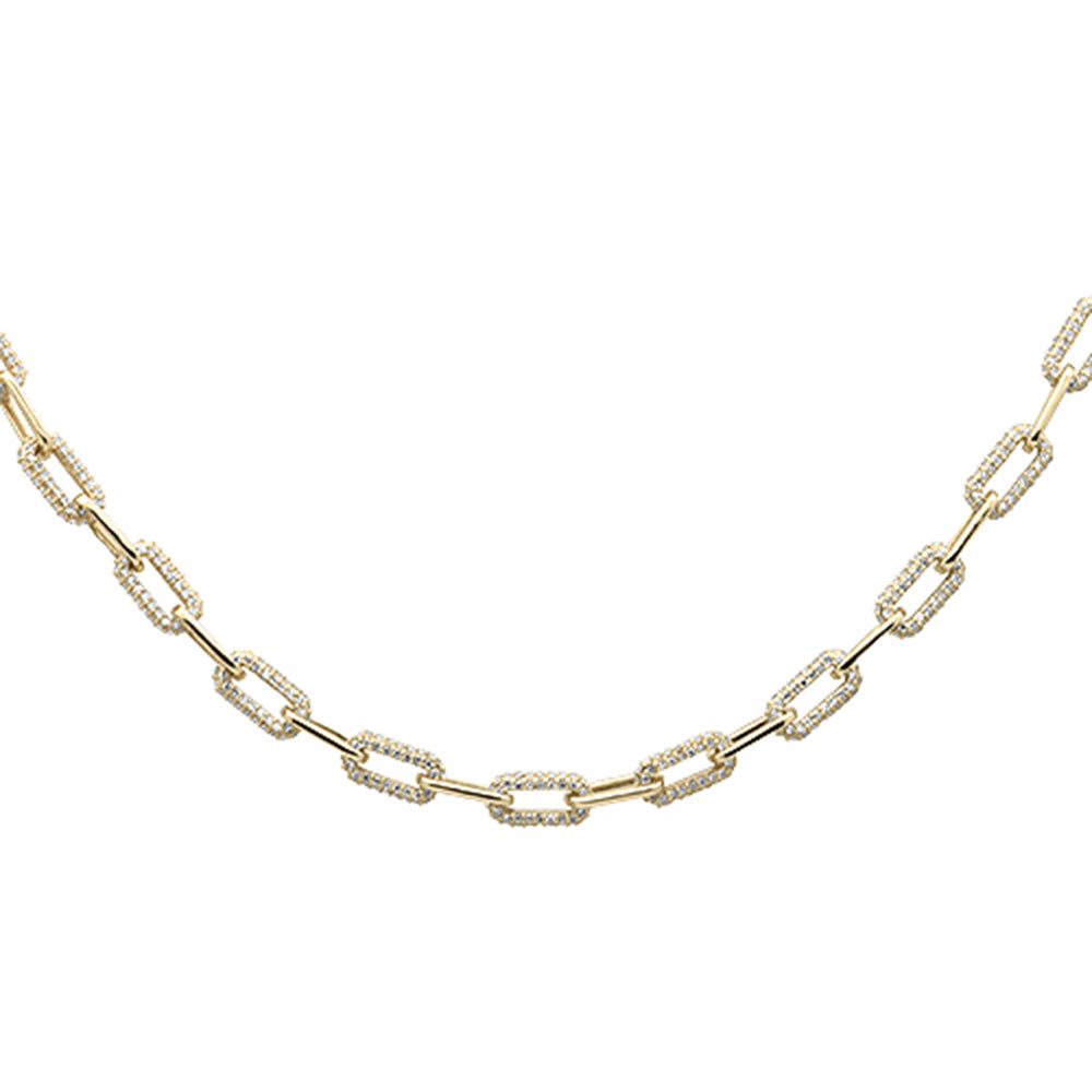 SPECIAL! 3.82ct G SI 14K Yellow Gold Diamond Paper Clip Pendant Necklace 16" Long