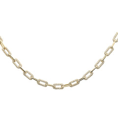 SPECIAL! 3.82ct G SI 14K Yellow Gold Diamond Paper Clip Pendant Necklace 16" Long