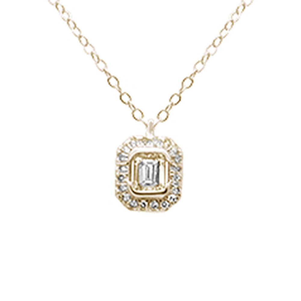 SPECIAL!.25ct G SI 14K Yellow Gold Emerald Cut Diamond Solitaire Pendant Necklace 18" Long