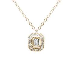 SPECIAL!.25ct G SI 14K Yellow Gold Emerald Cut Diamond Solitaire Pendant Necklace 18" Long