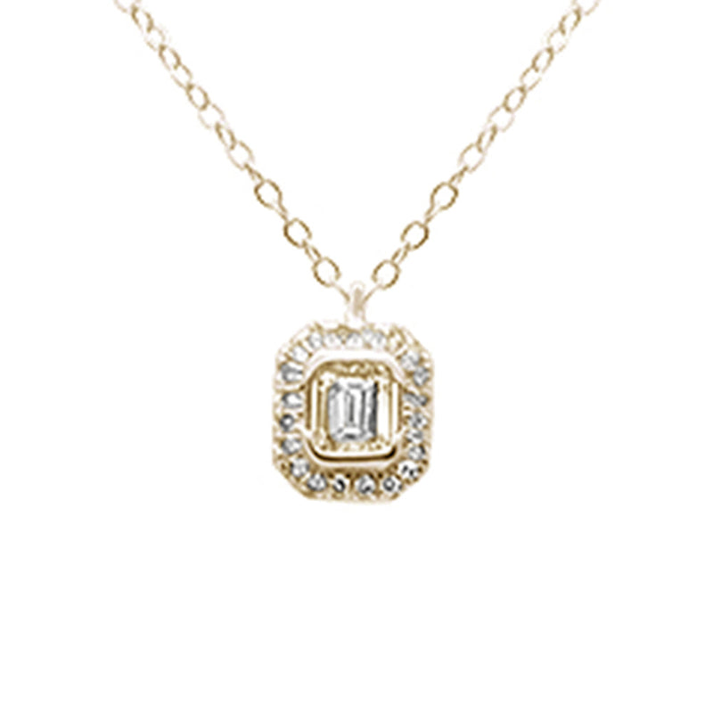 SPECIAL!.25ct G SI 14K Yellow Gold Emerald Cut Diamond Solitaire Pendant Necklace 18" Long